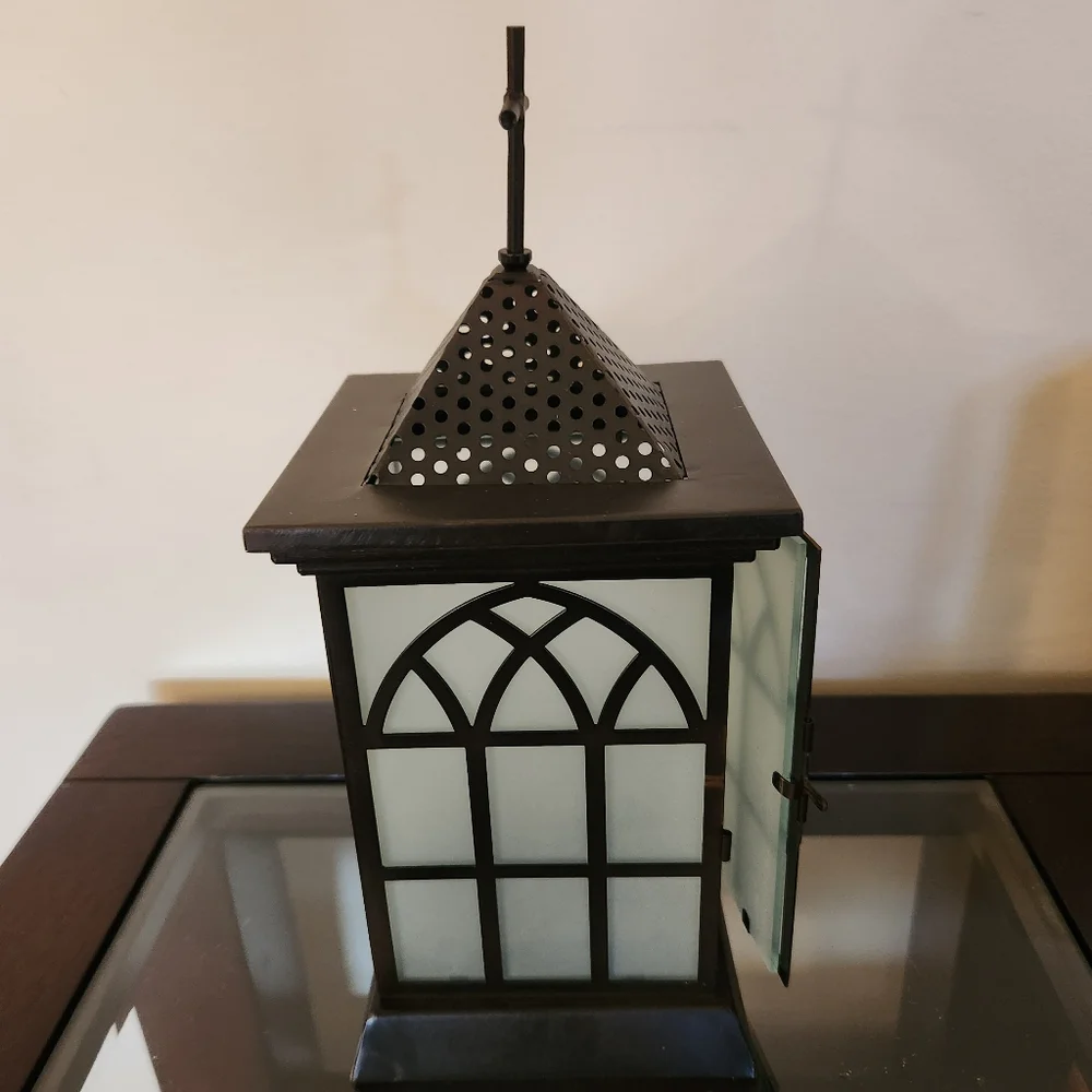 At Home America Divine Reflection Lantern Tea Light Candle Holder Black NIB